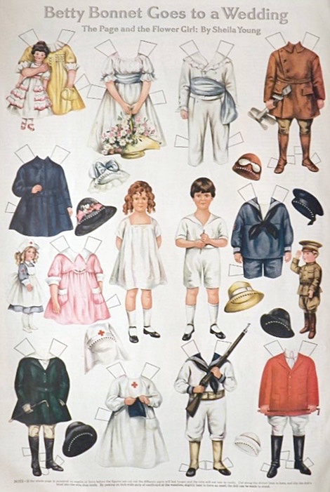 1918 Betty Bonnet Goes to a Wedding ~ Page & Flower Girl Paper Dolls